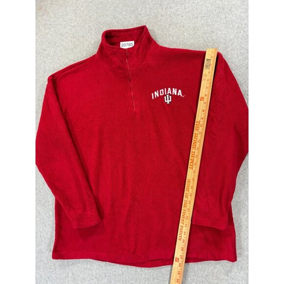 Indiana Hoosiers Stitched Logo Fleece 1/4 Zip Campus‎ Pullover (Men's Large) Red - Picture 5 of 11